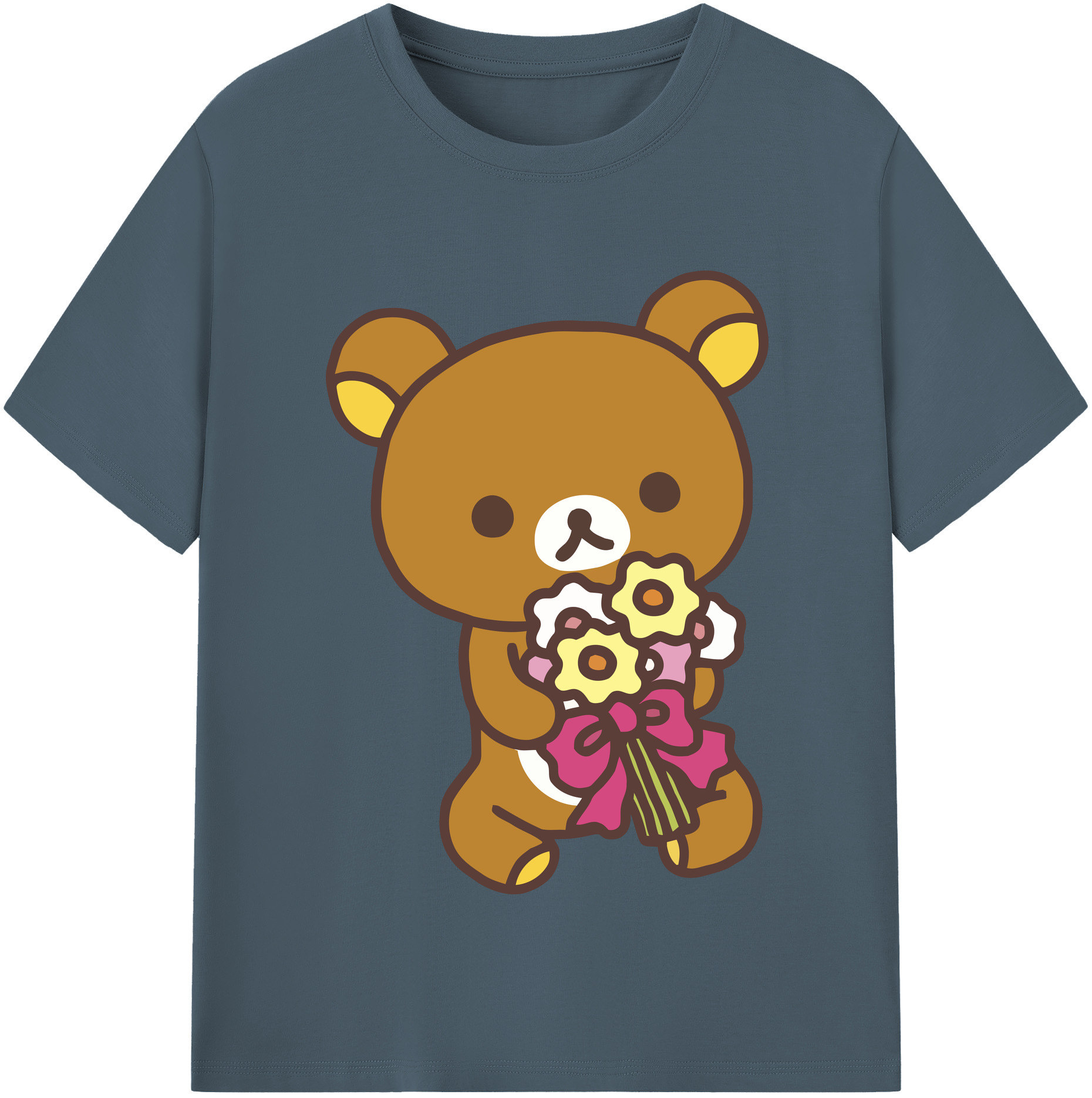 （画像用） リラックマ リラックマ キイロイトリ Rilakkuma Korilakkuma Kiiroitori 綿100％半袖Tシャツ（フロントプリント）